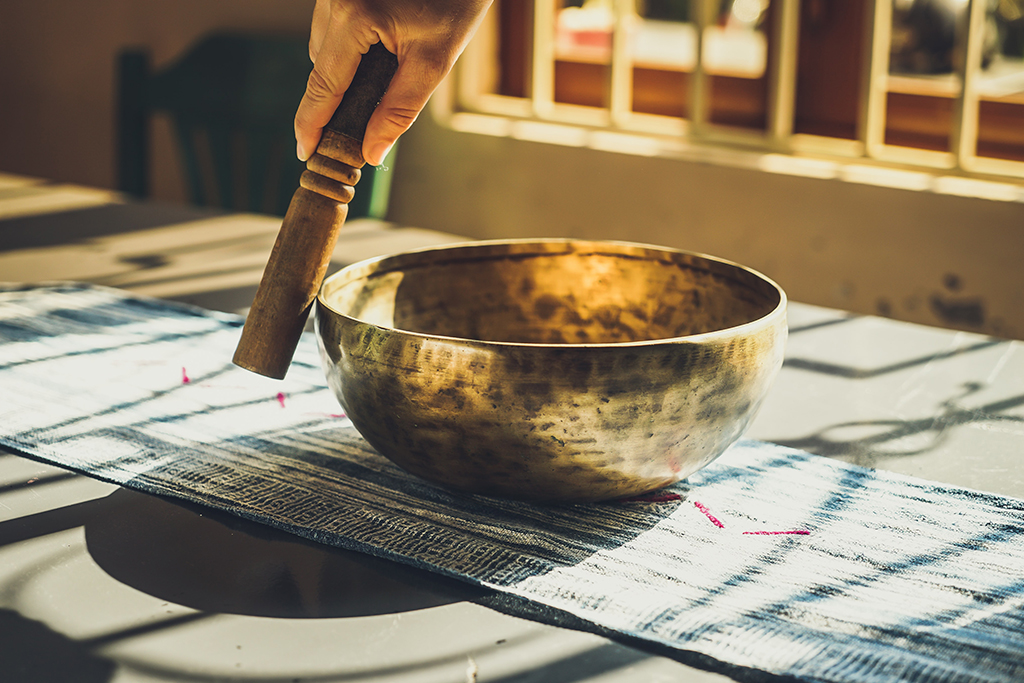 Where attention goes, energy flows. Sound bath meditation bowl.