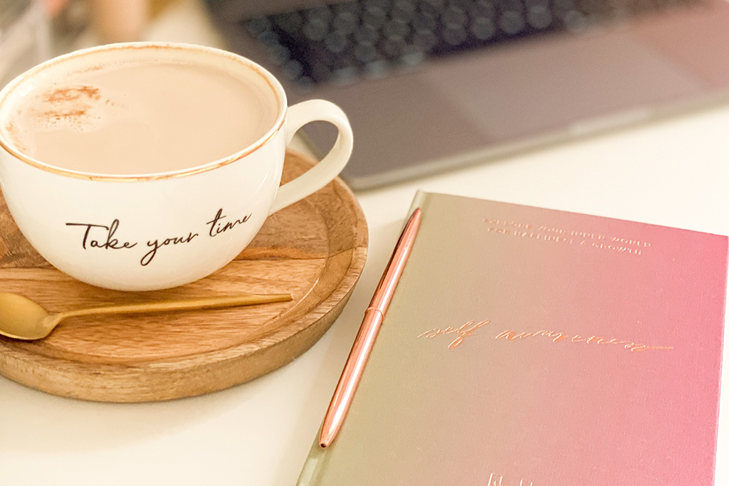 Create a sanctuary fit for working form home with a coffee and notebook.